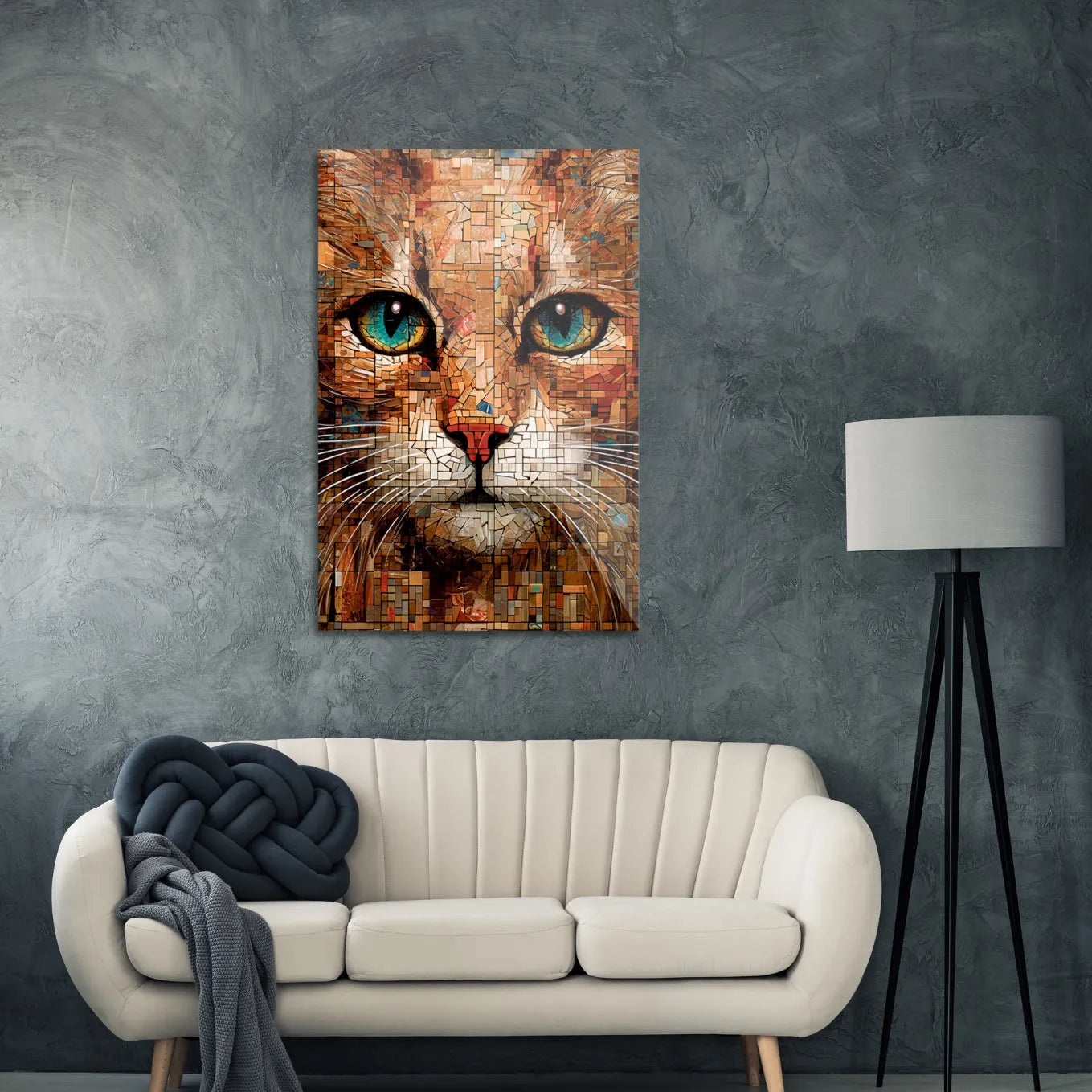 Cat in painted glass