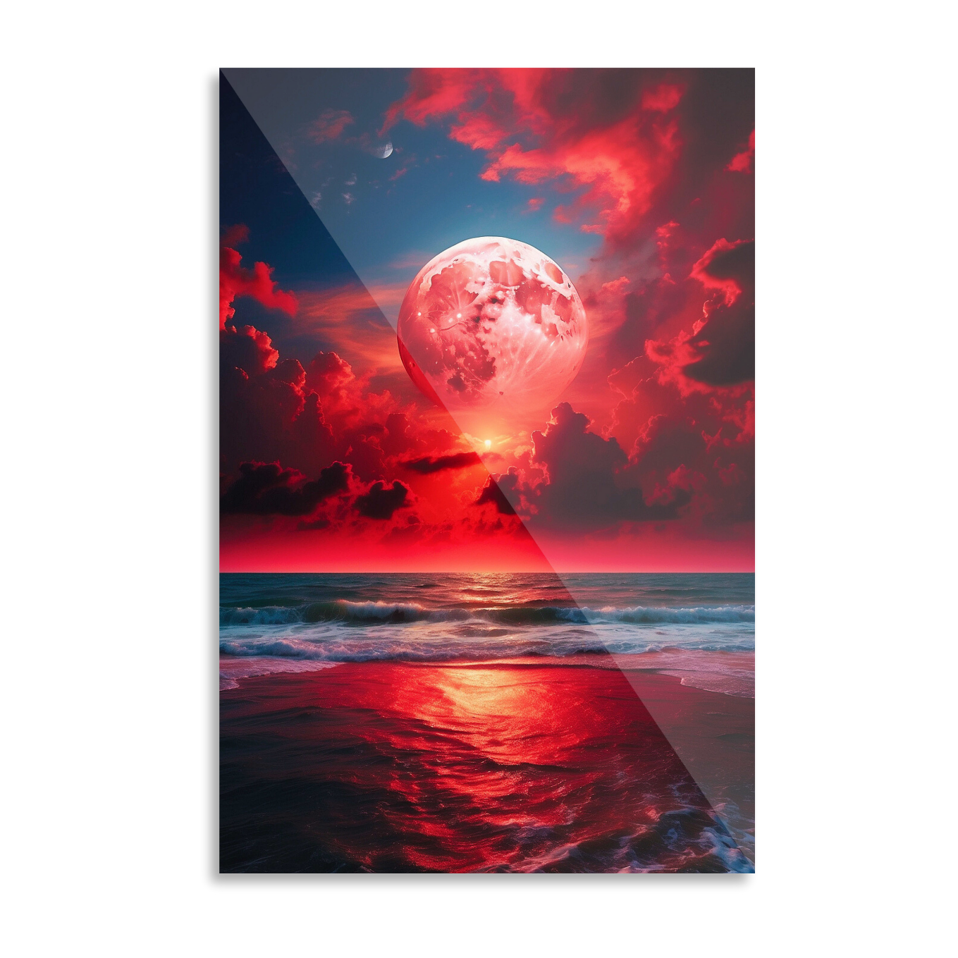 Red sunset at the beach