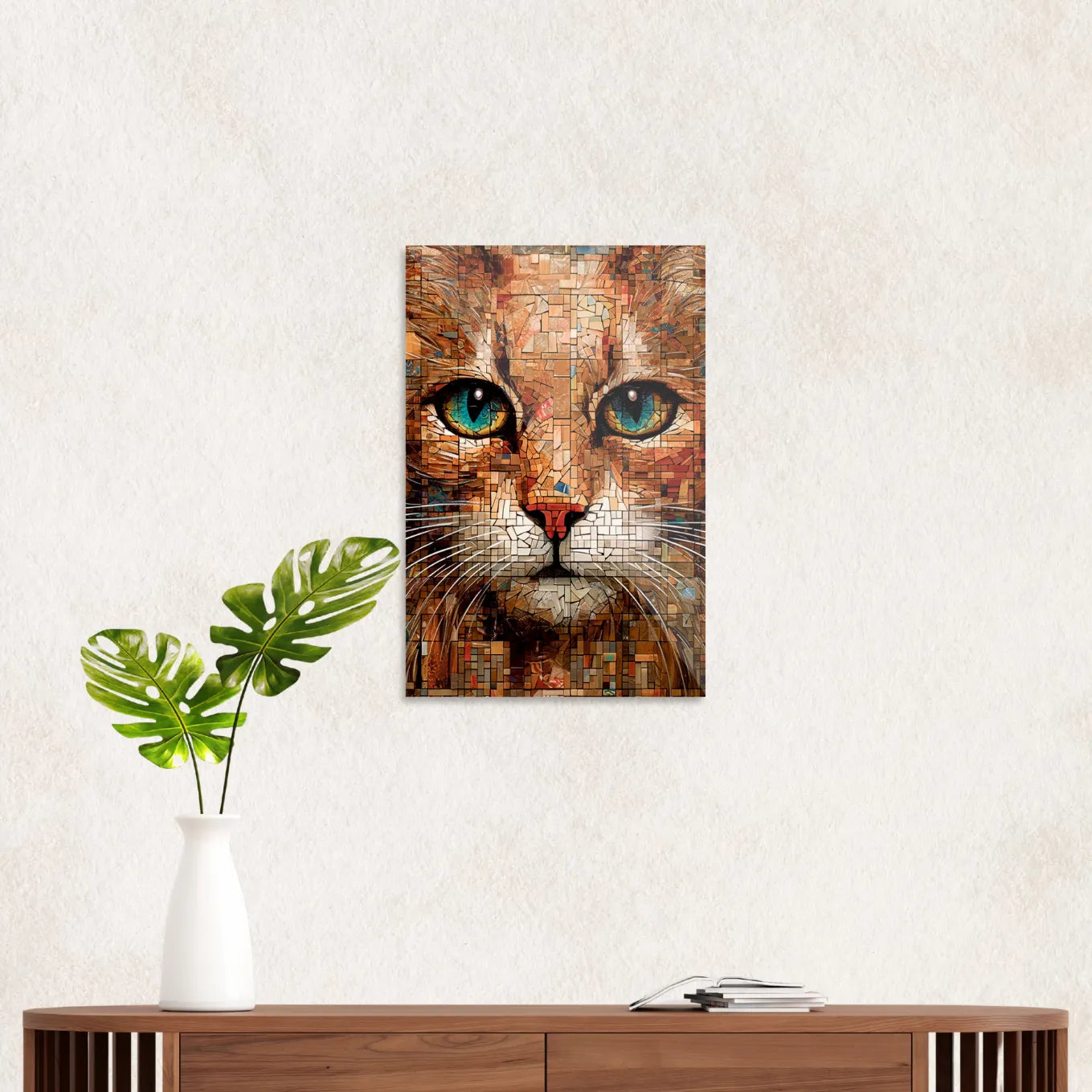 Cat in painted glass