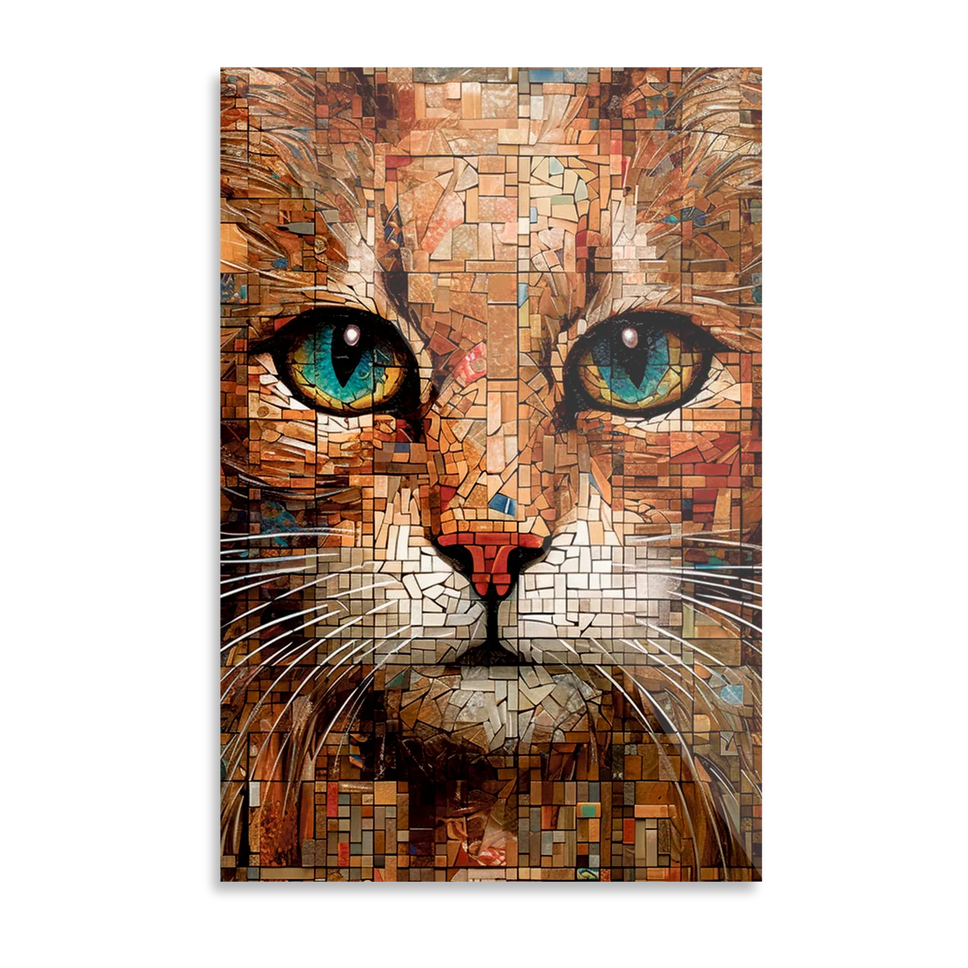 Cat in painted glass