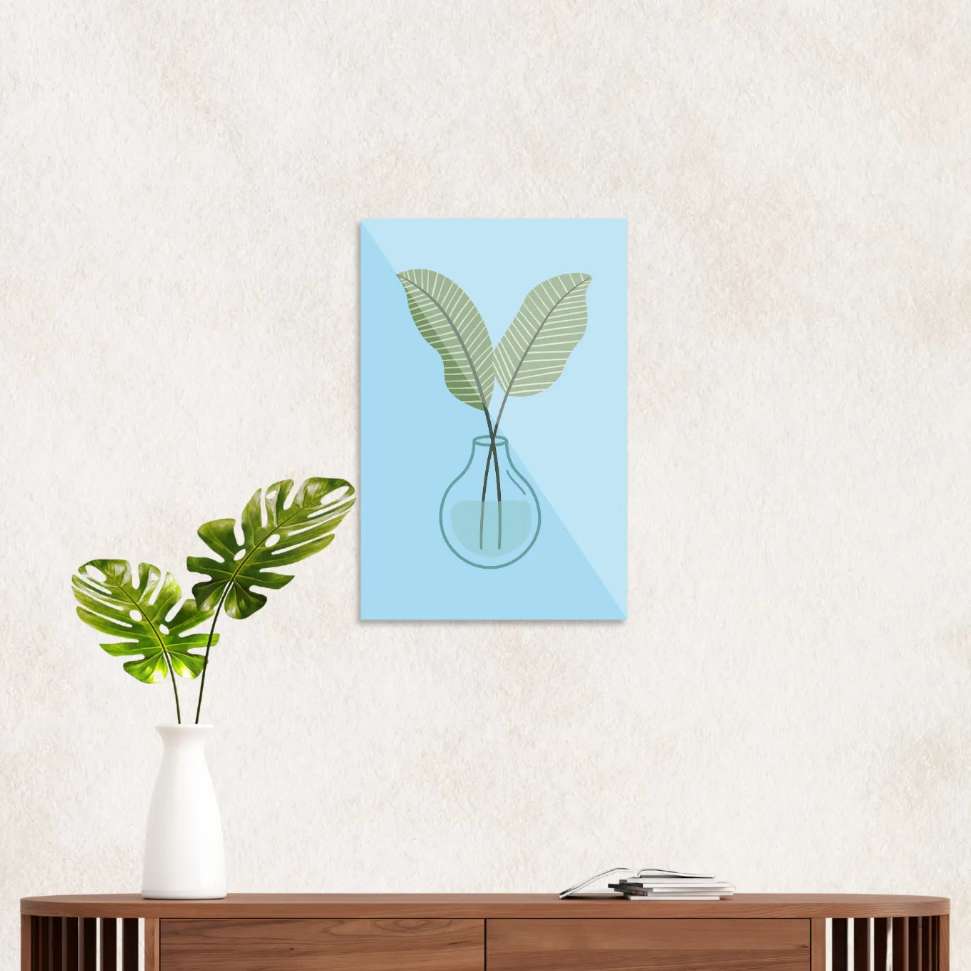 Leaves in glass vase