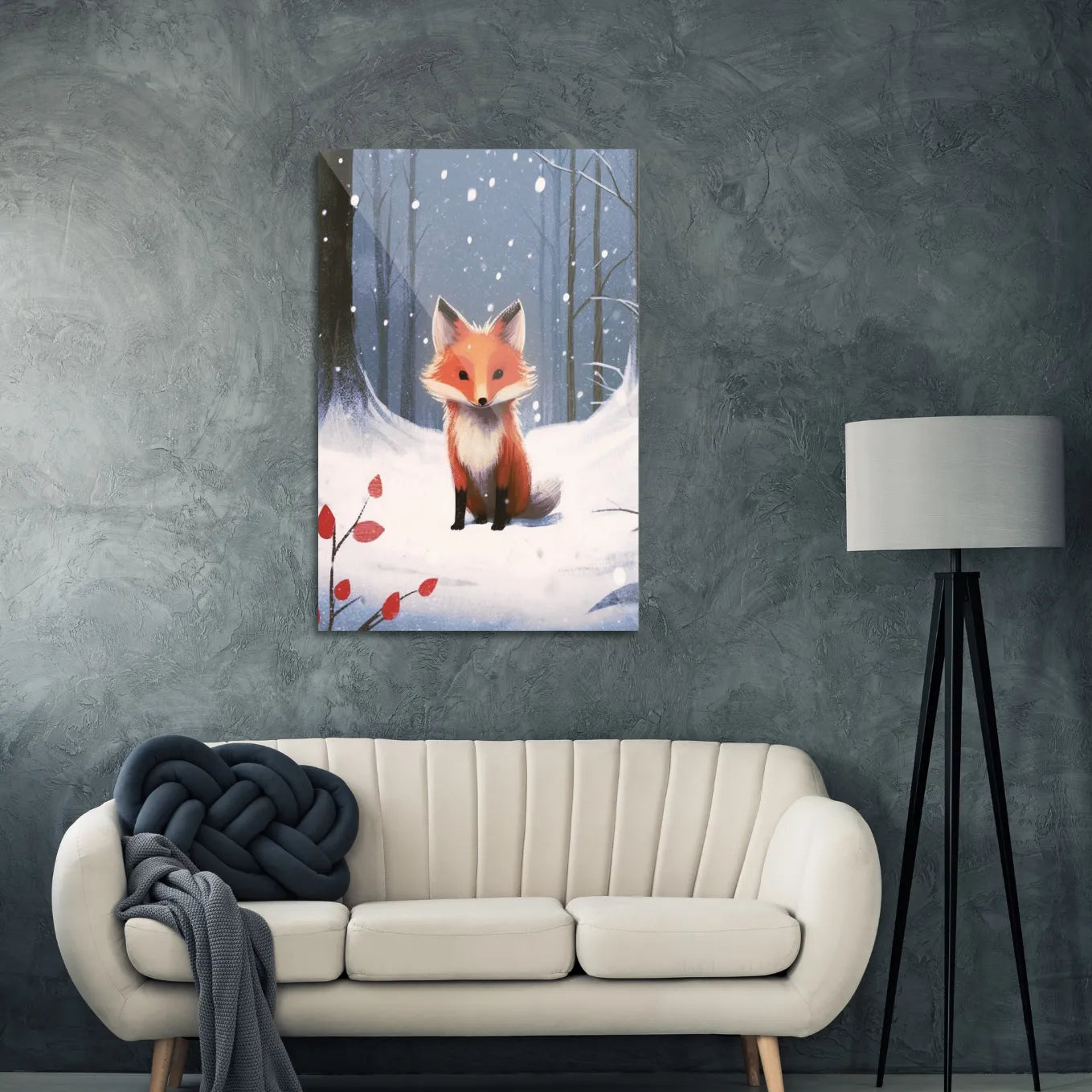 Fox in winter landscape