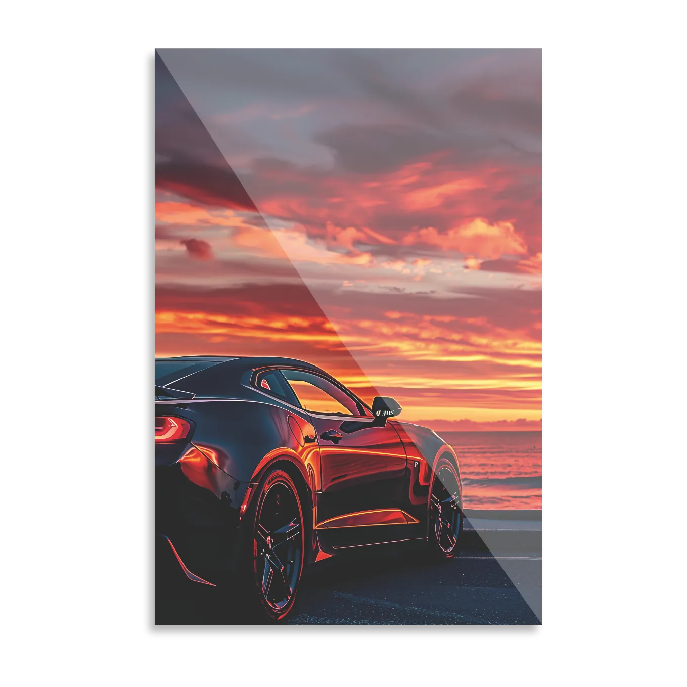 Sports car in sunset
