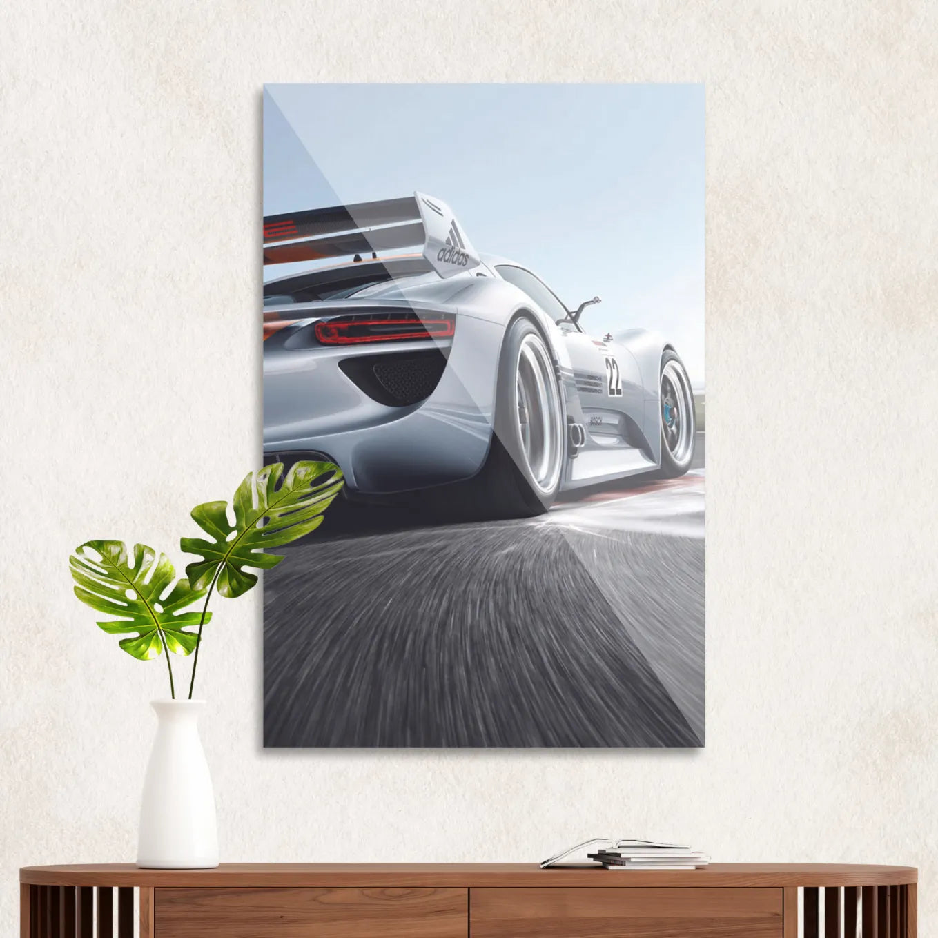White racing car