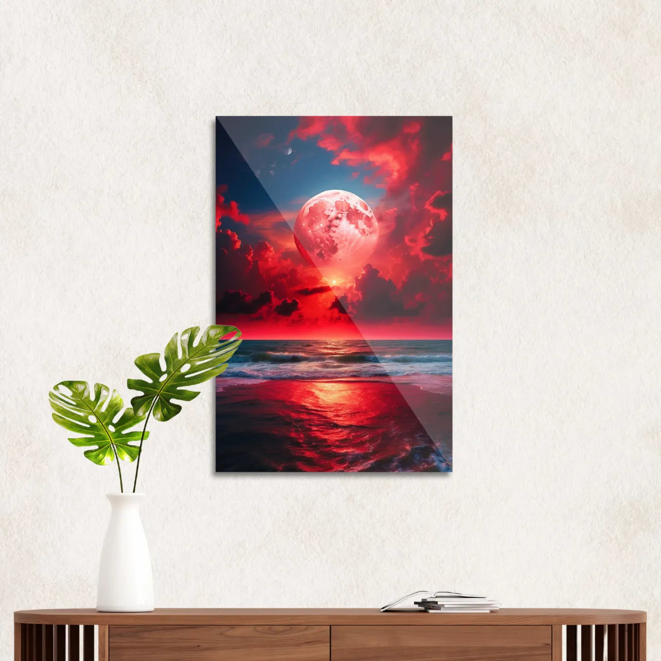 Red sunset at the beach