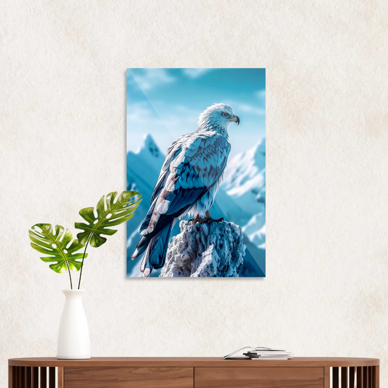 Eagle in winter landscape
