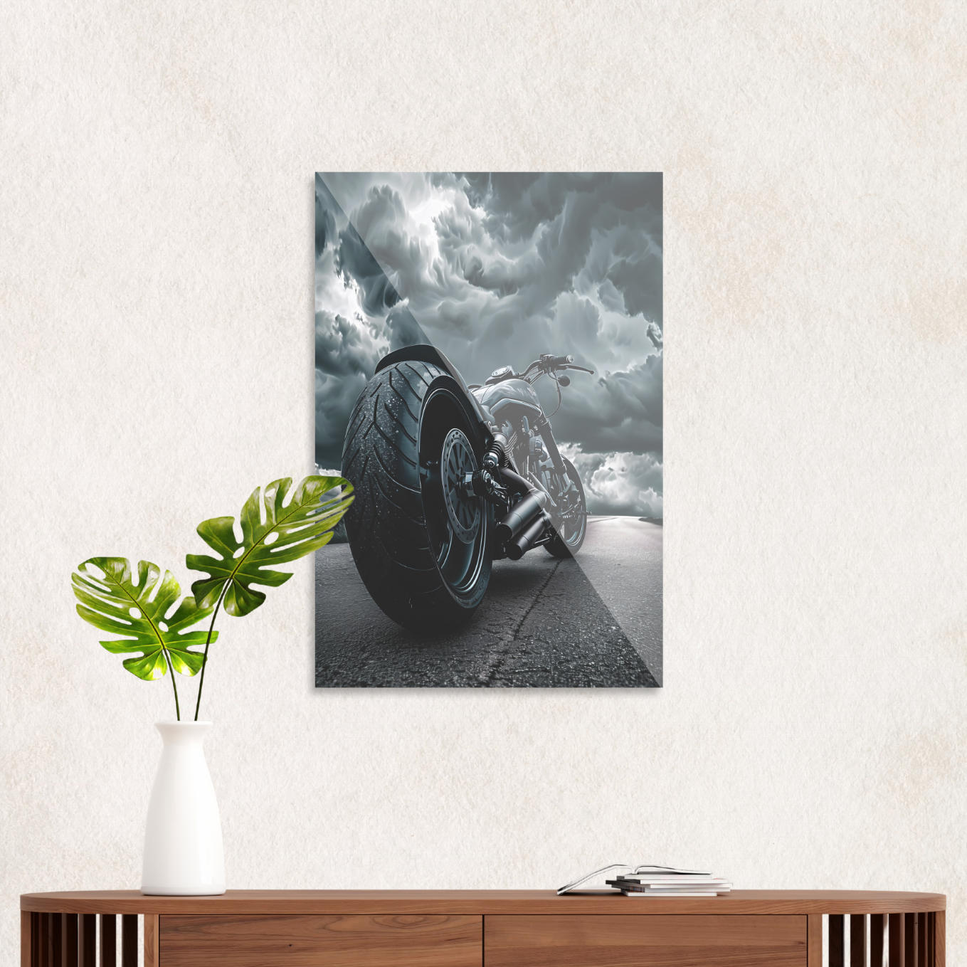 Motorcykel i skyvejr