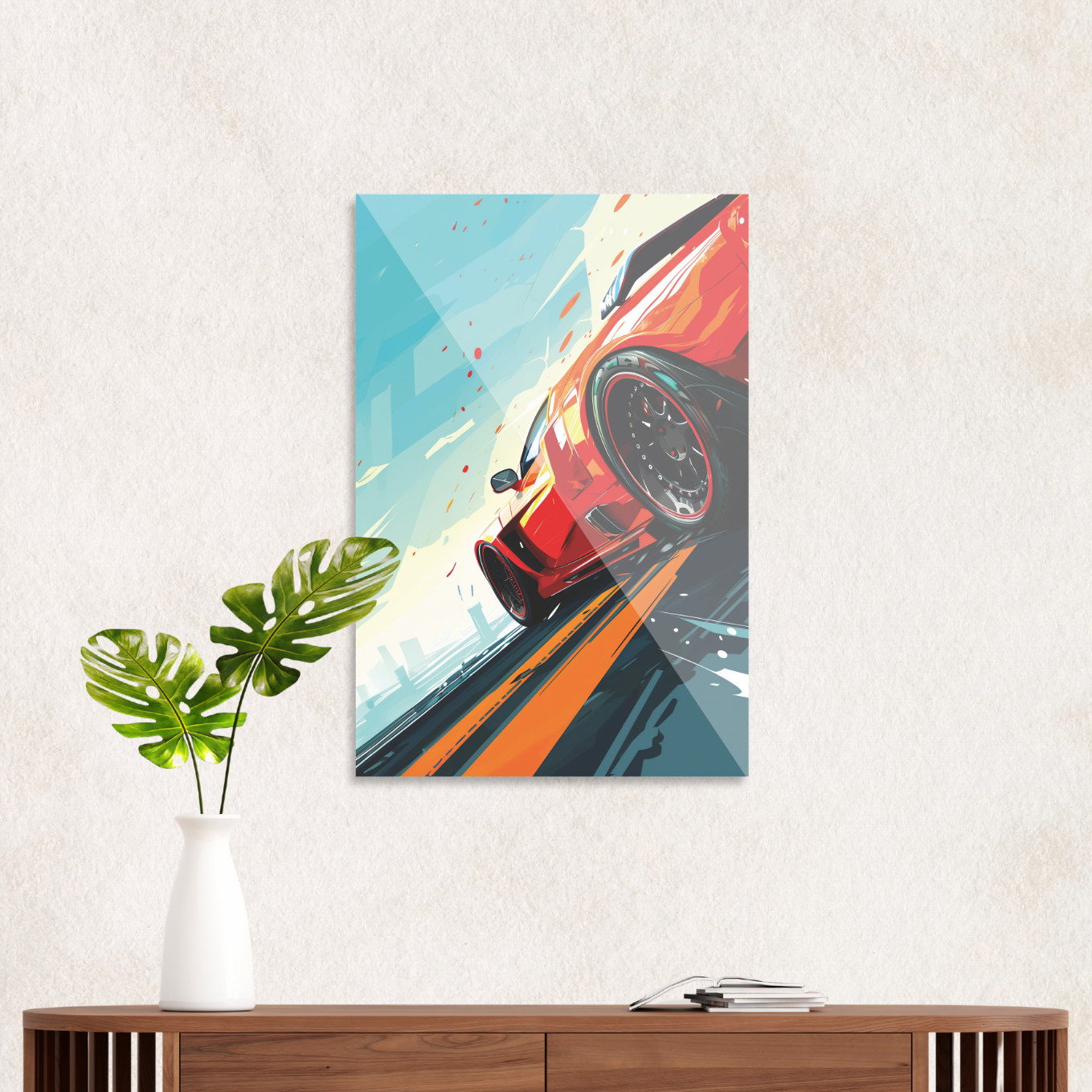 Rød superbil i fuld fart