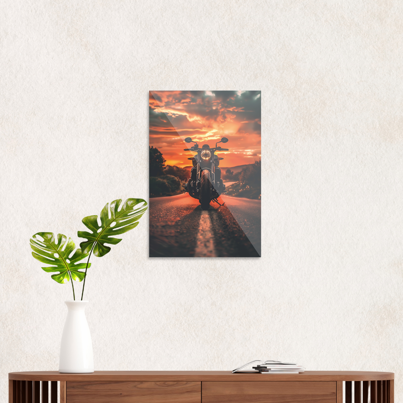 Motorcykel i solnedgang