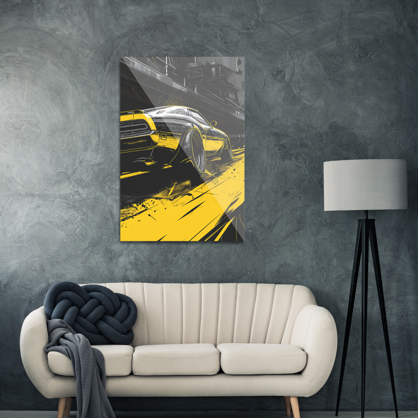 Muscle car in yellow