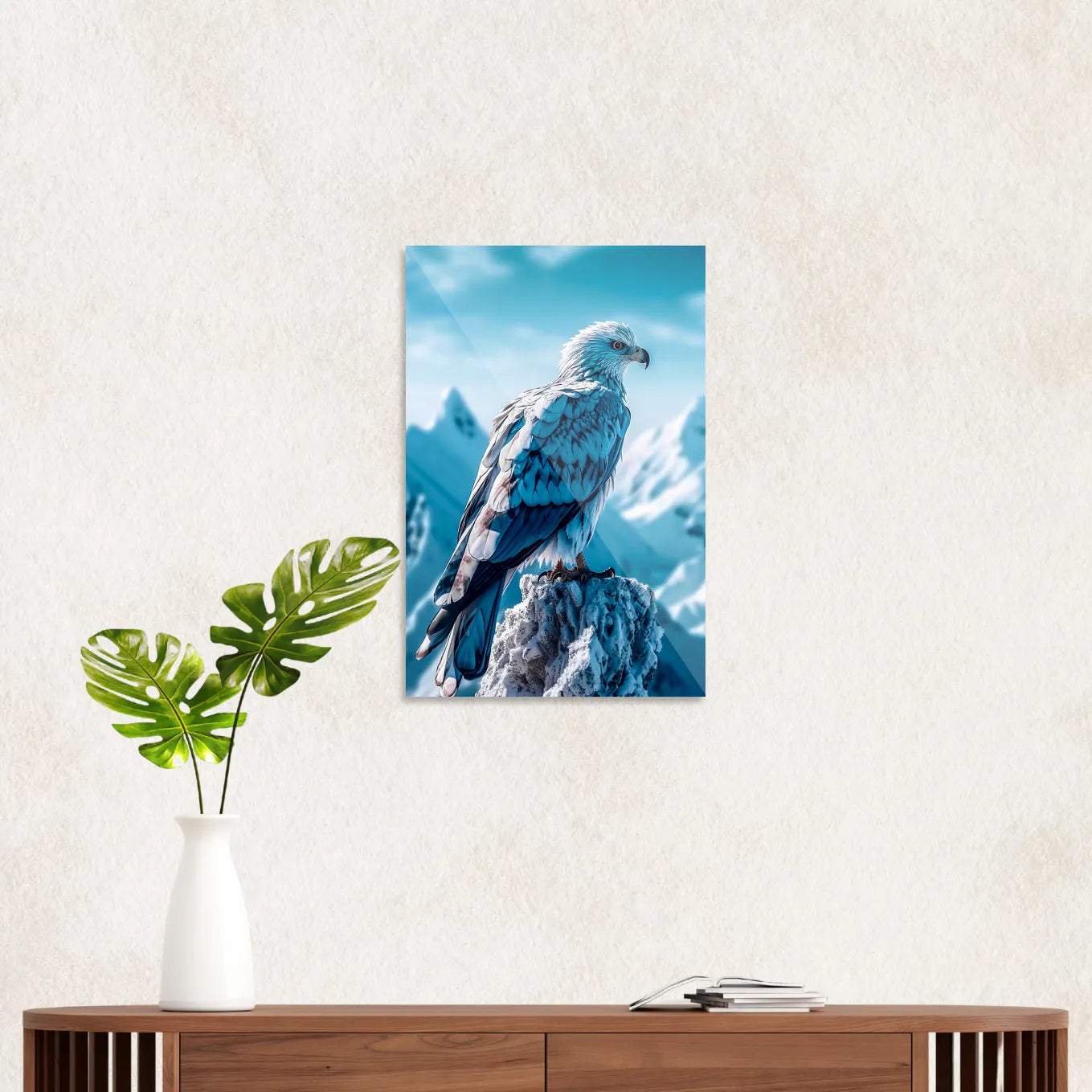 Eagle in winter landscape