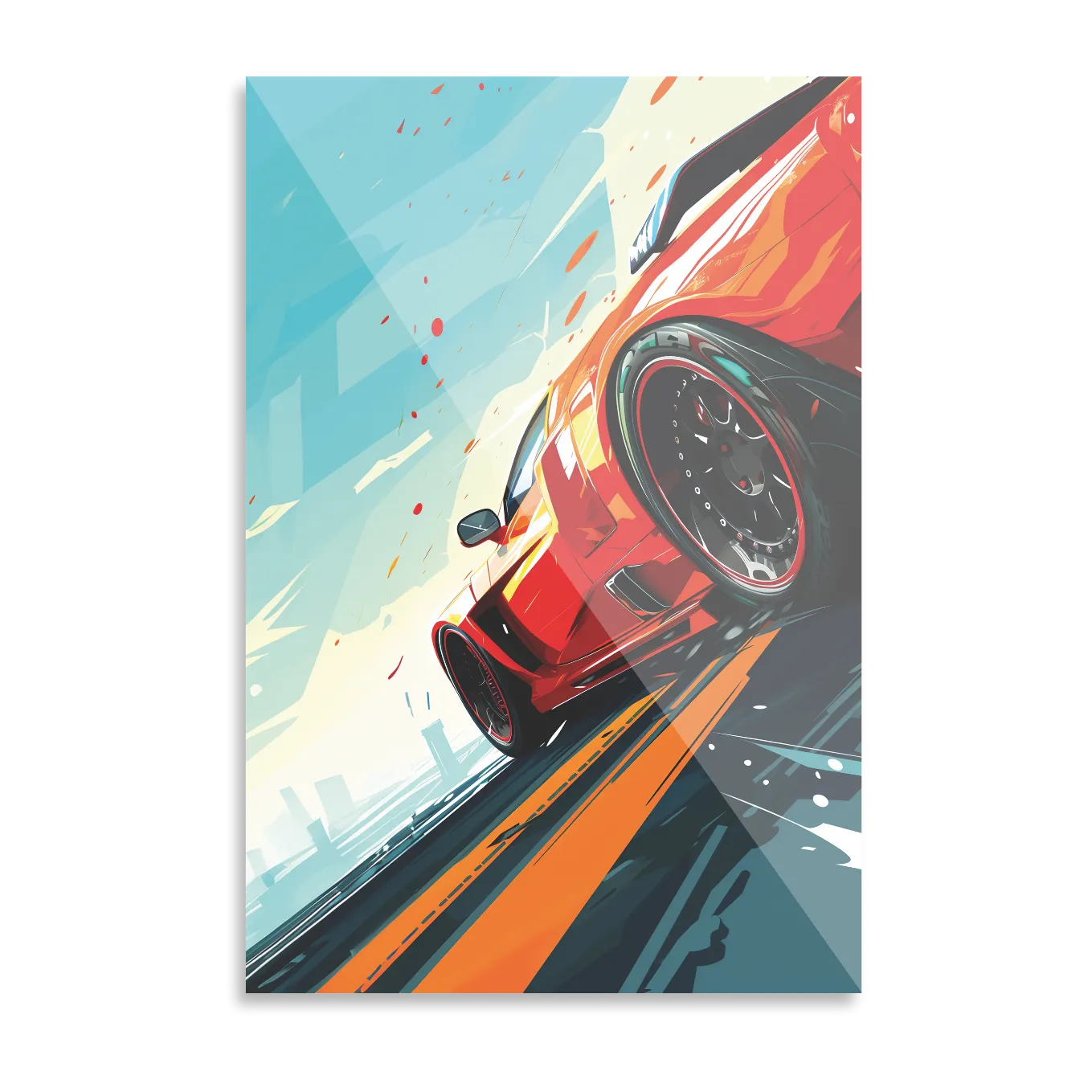 Rød superbil i fuld fart