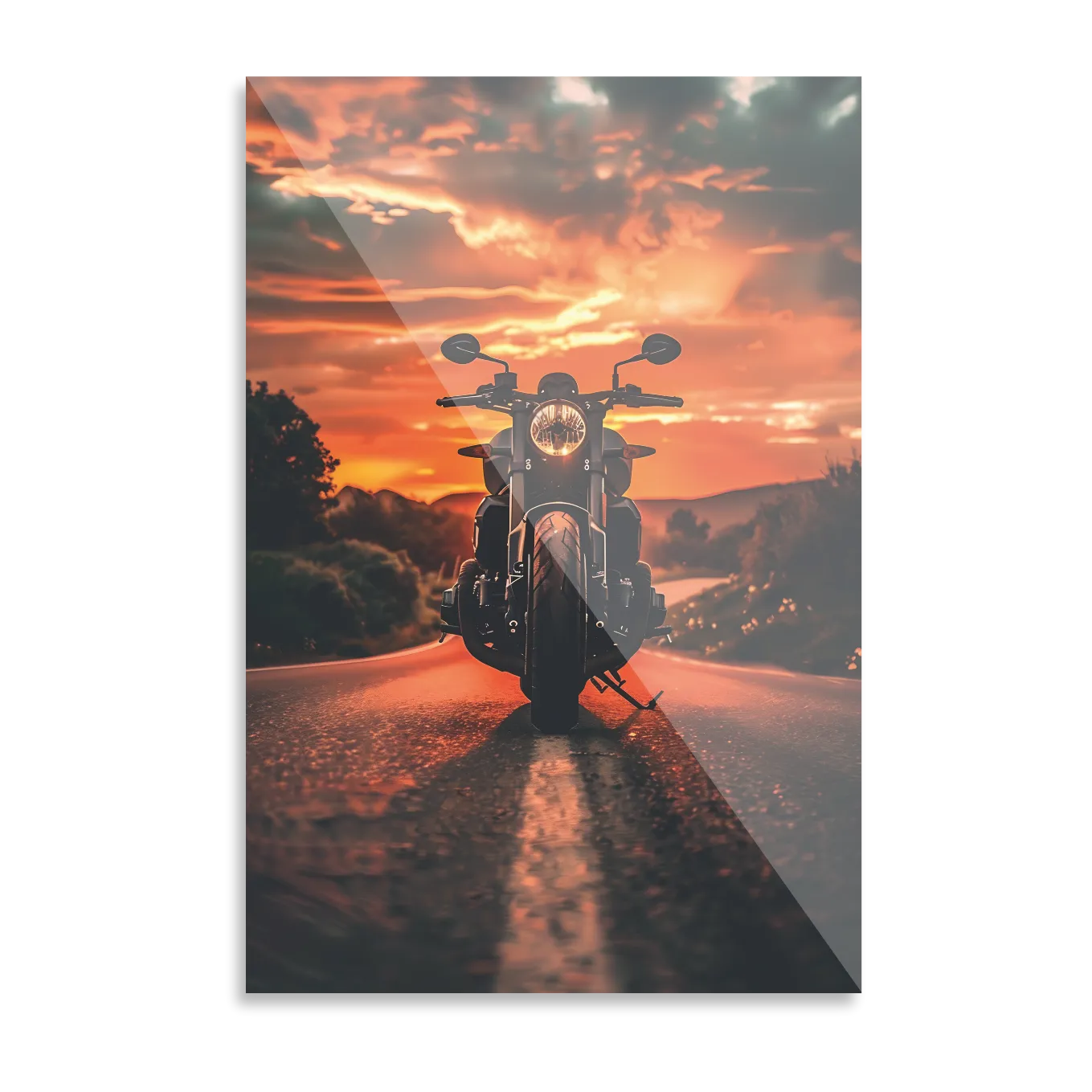 Motorcykel i solnedgang