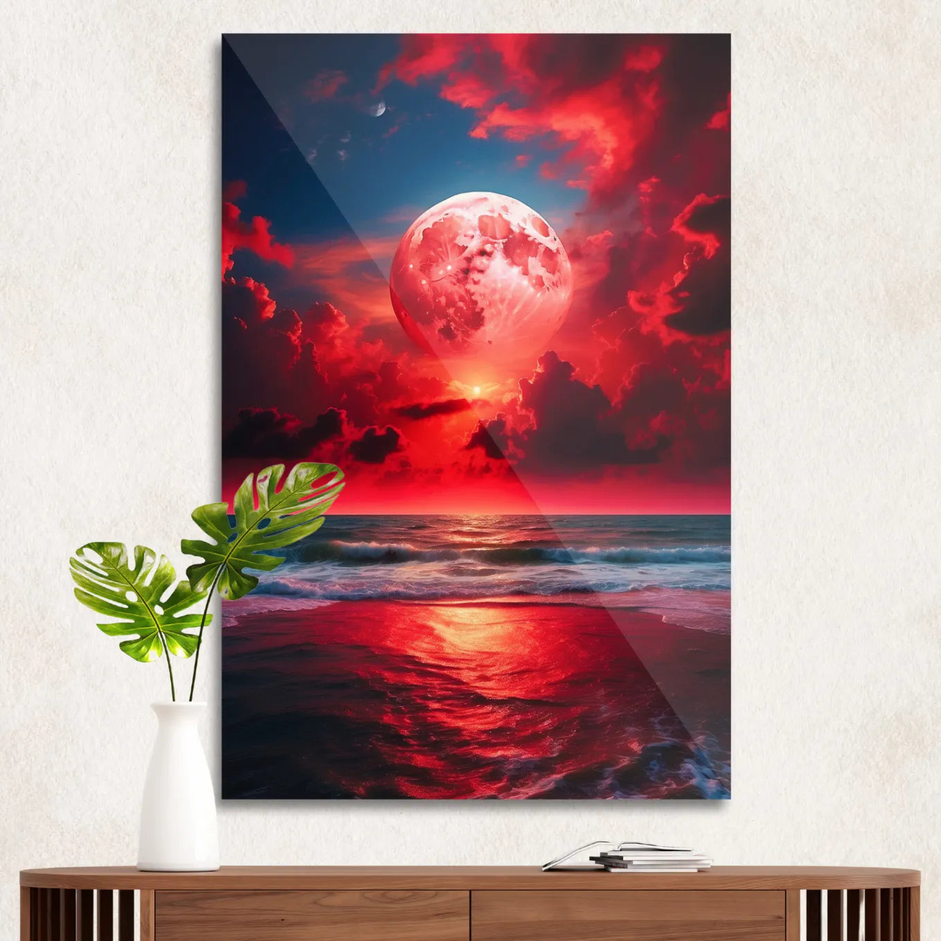 Red sunset at the beach