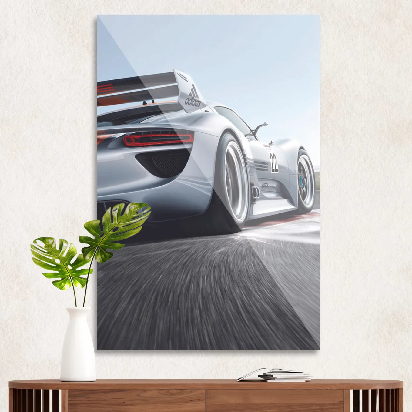 White racing car