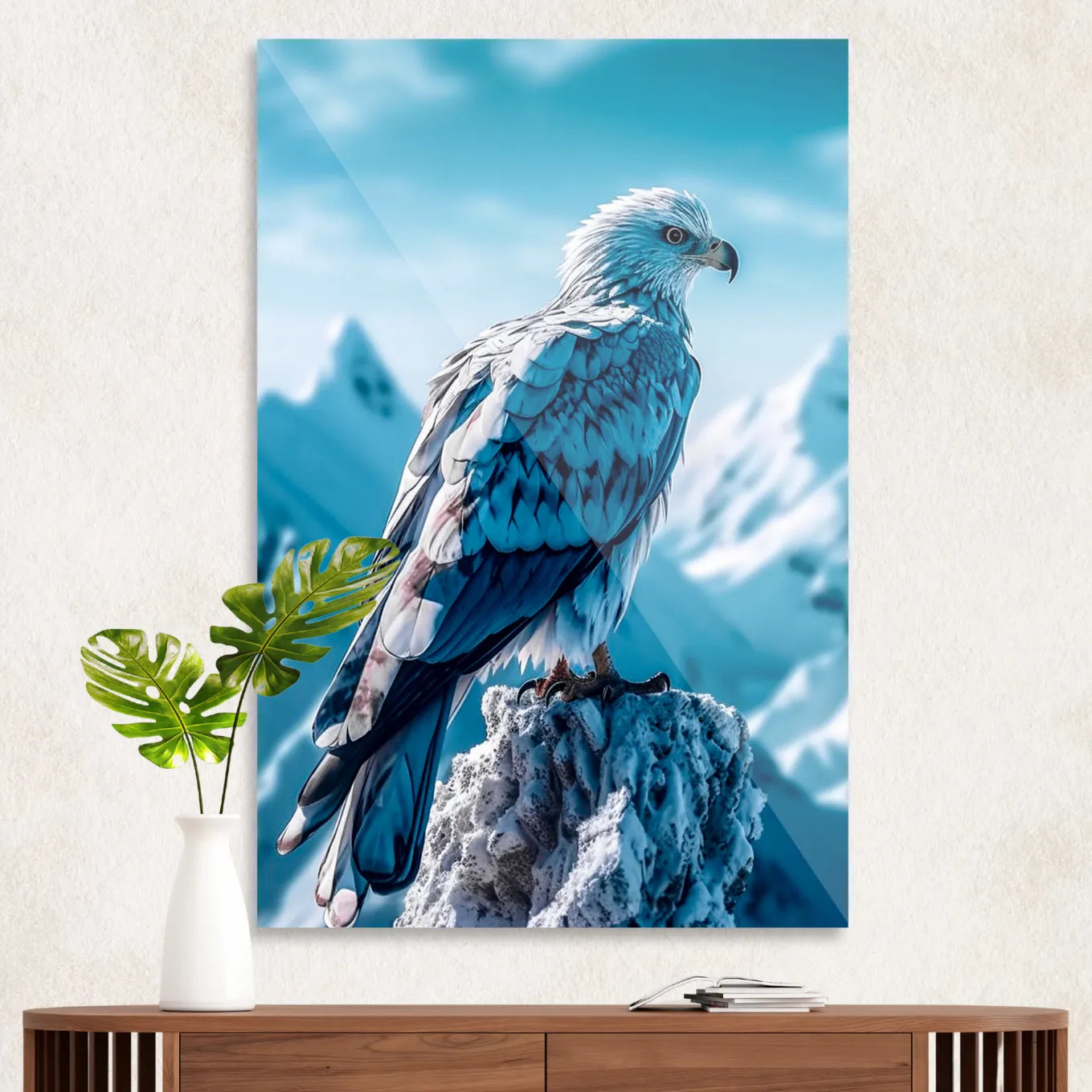 Eagle in winter landscape