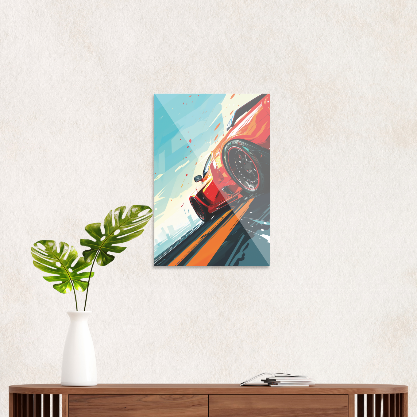 Rød superbil i fuld fart