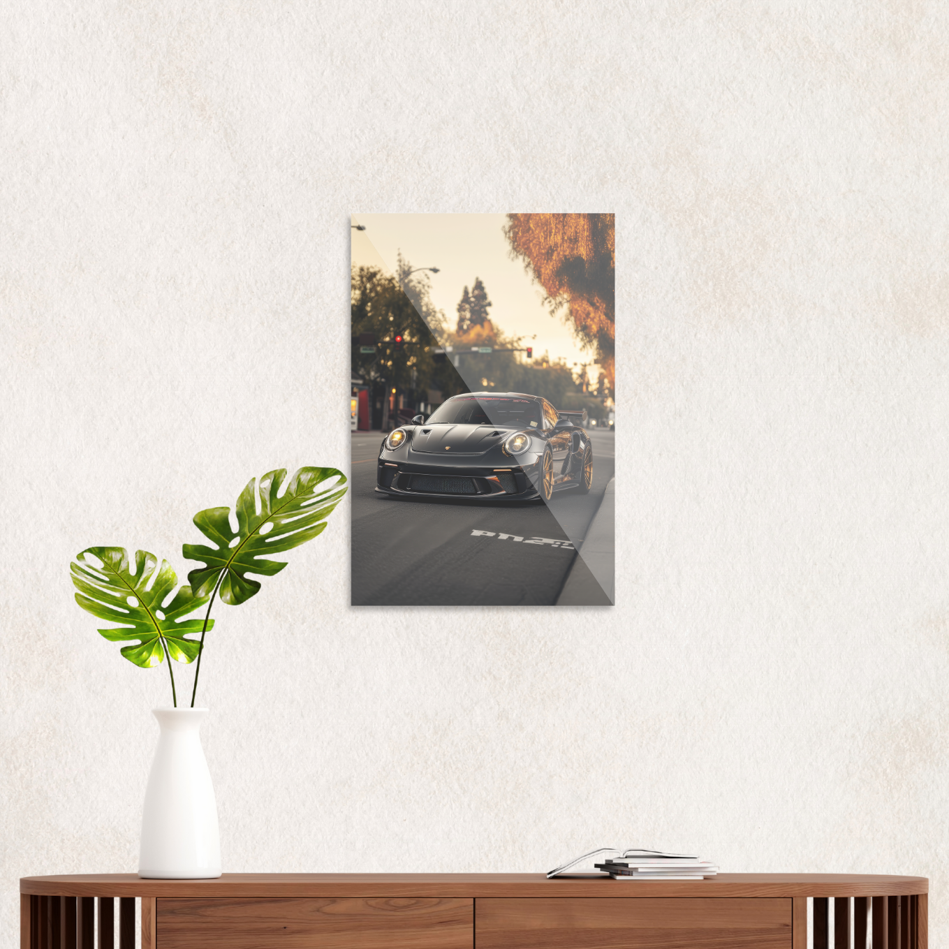 Black Porsche GT3 in the city