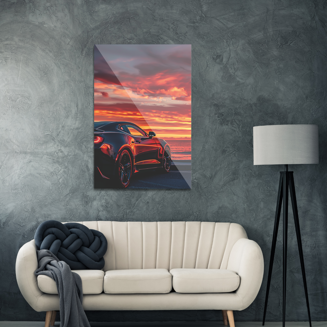 Sports car in sunset