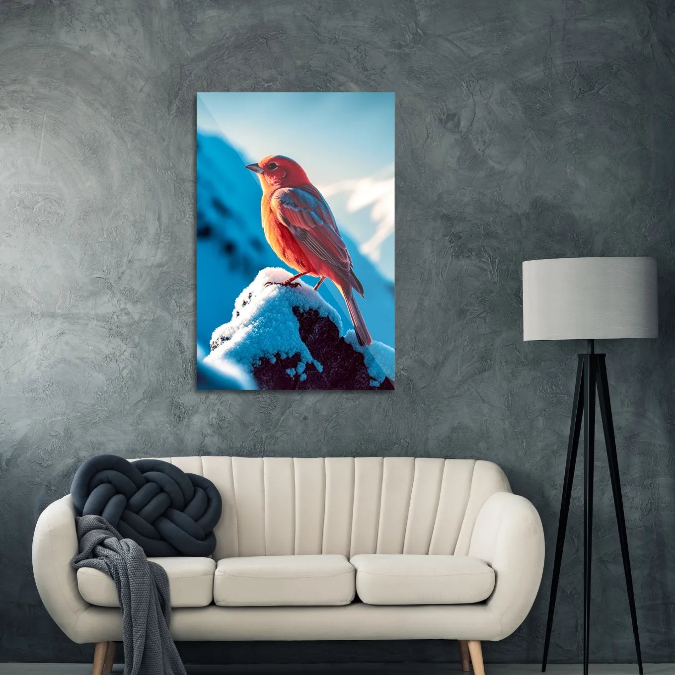Bird in winter landscape