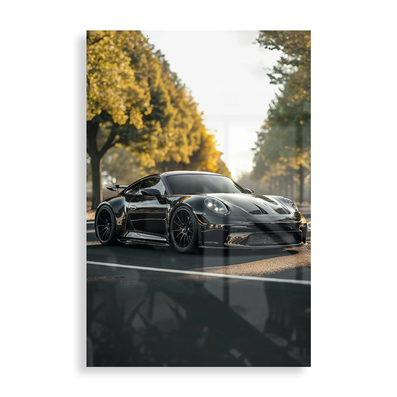 Black Porsche in the sun