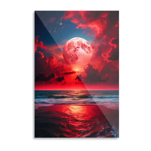 Rød solnedgang ved stranden