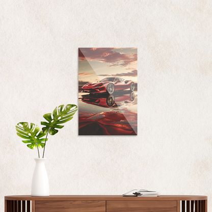 Ferrari i solnedgang