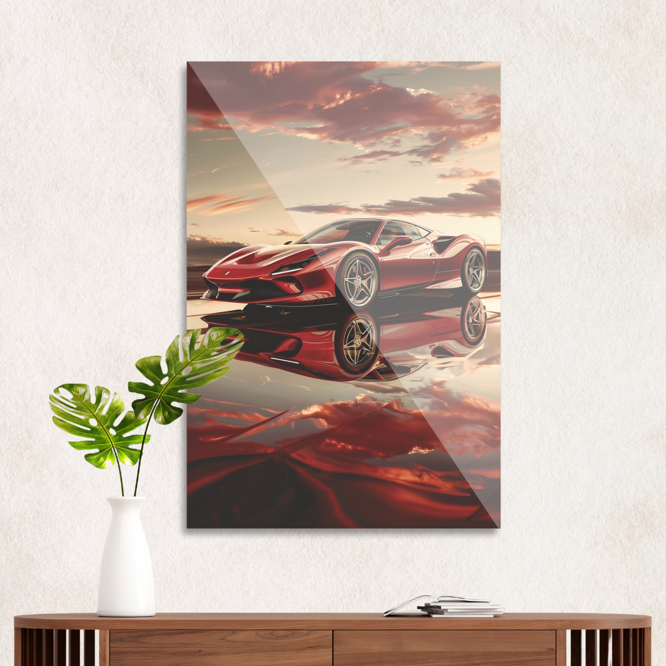 Ferrari i solnedgang