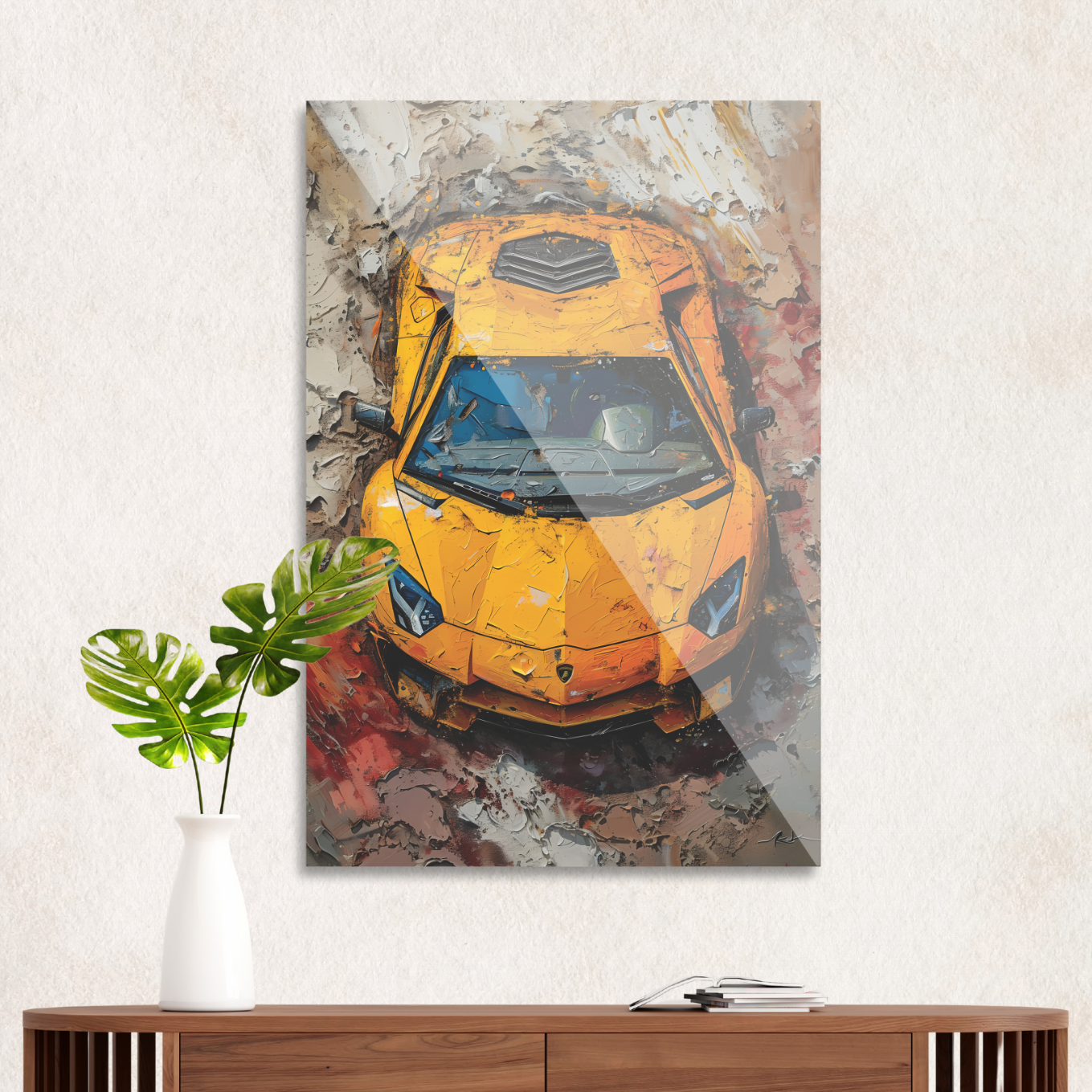 Yellow Lamborghini in mud