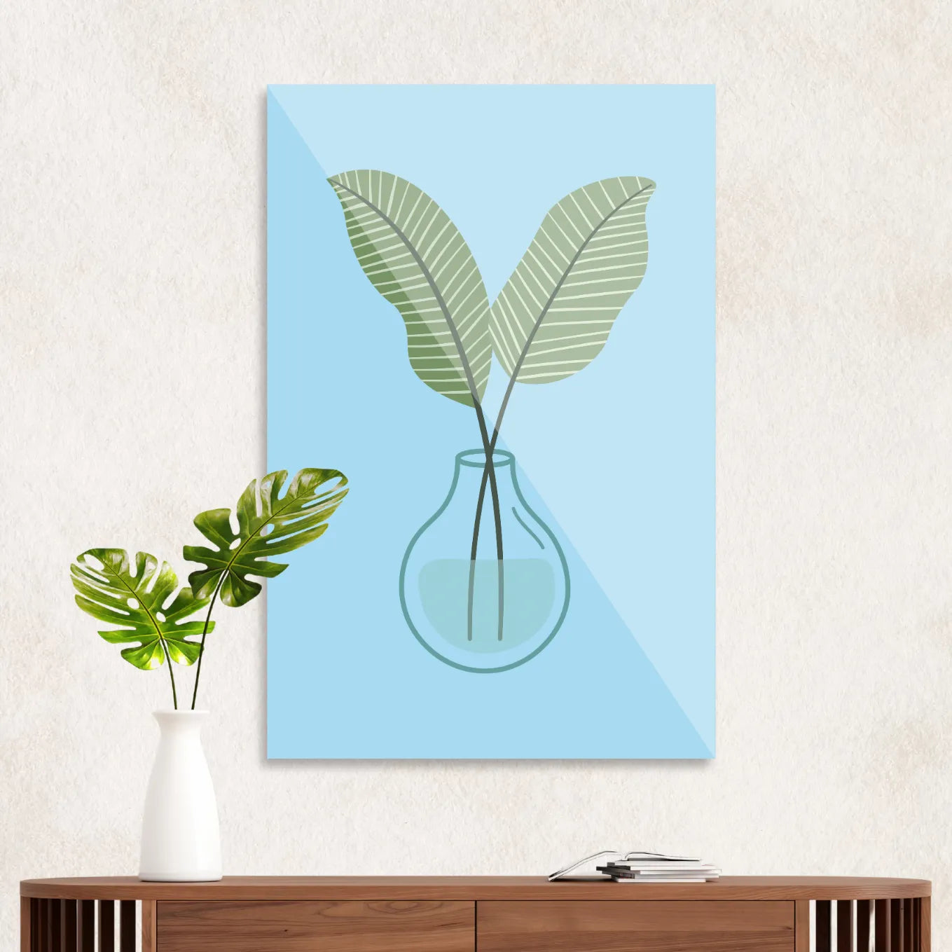 Leaves in glass vase