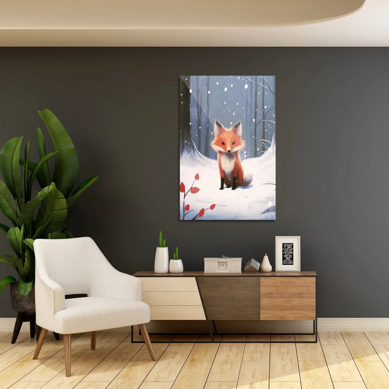 Ræv i vinterlandskab