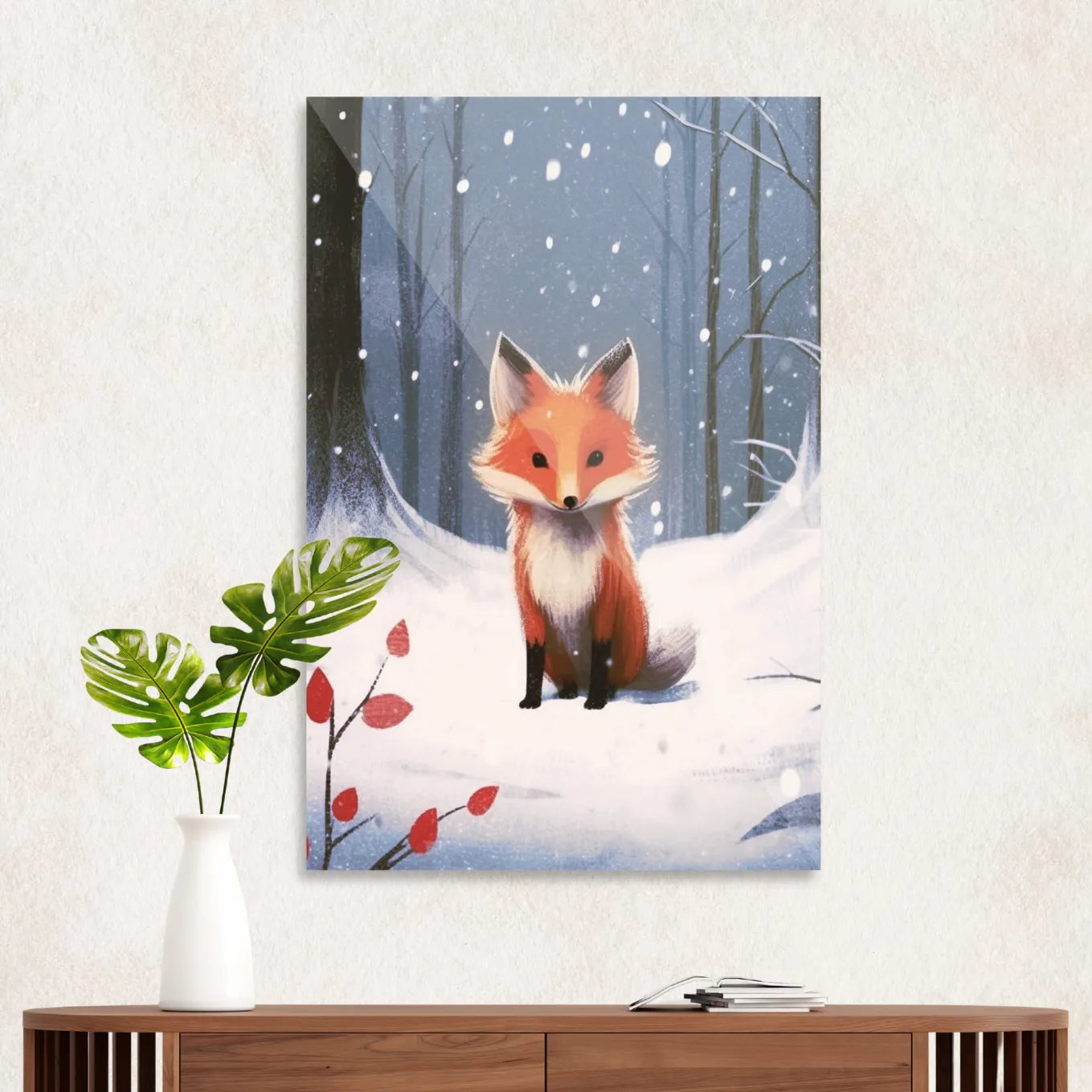 Ræv i vinterlandskab