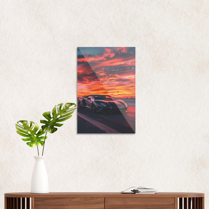 Lamborghini i solnedgang