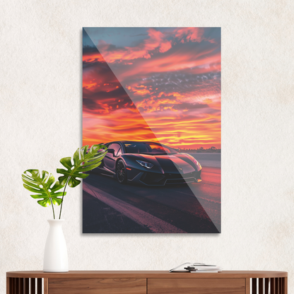 Lamborghini i solnedgang