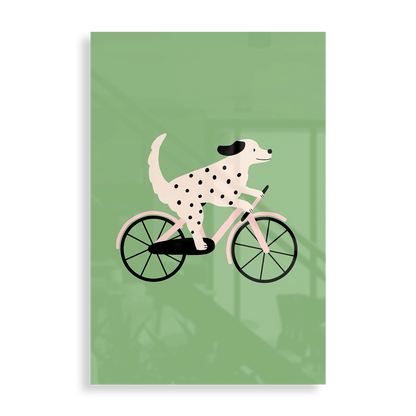 Dalmatiner på cykel