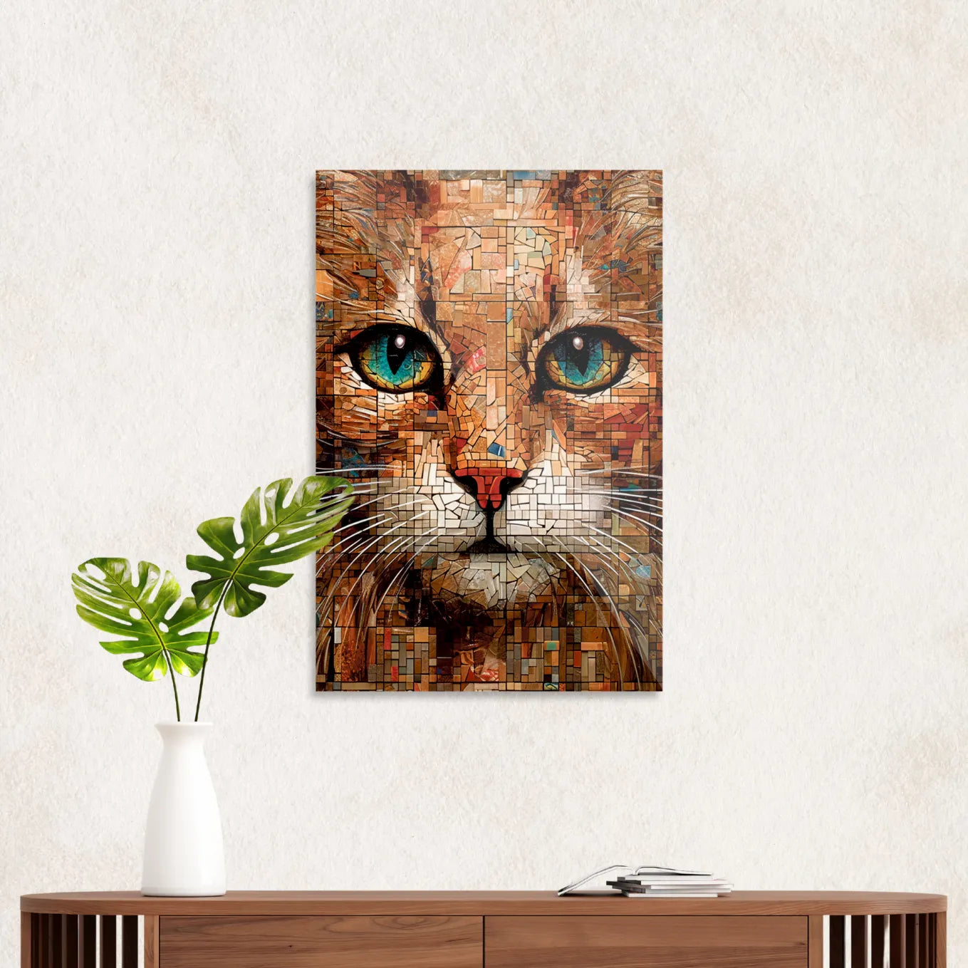 Cat in painted glass