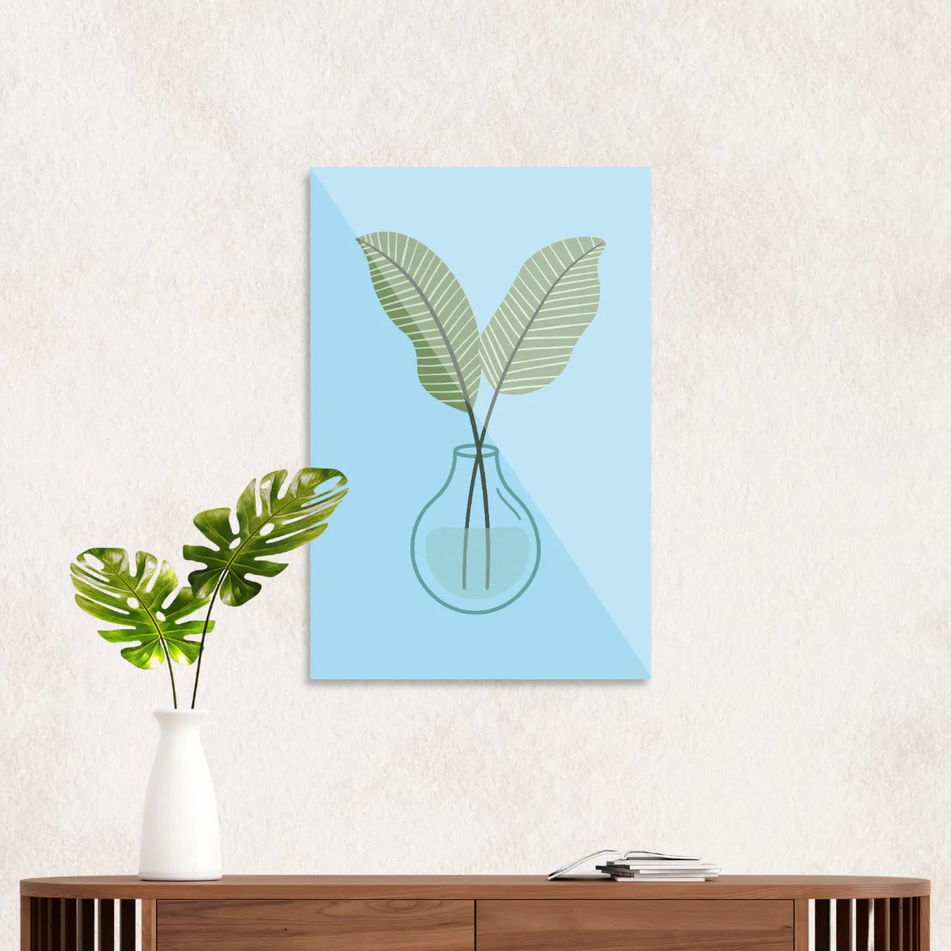 Leaves in glass vase