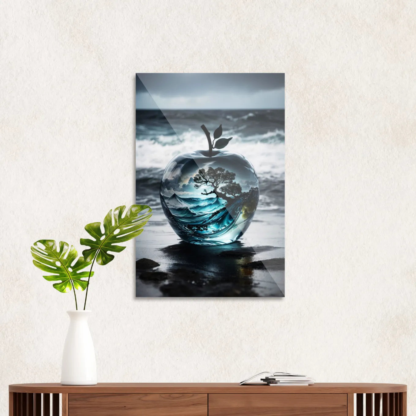 Wild ocean in glass apple