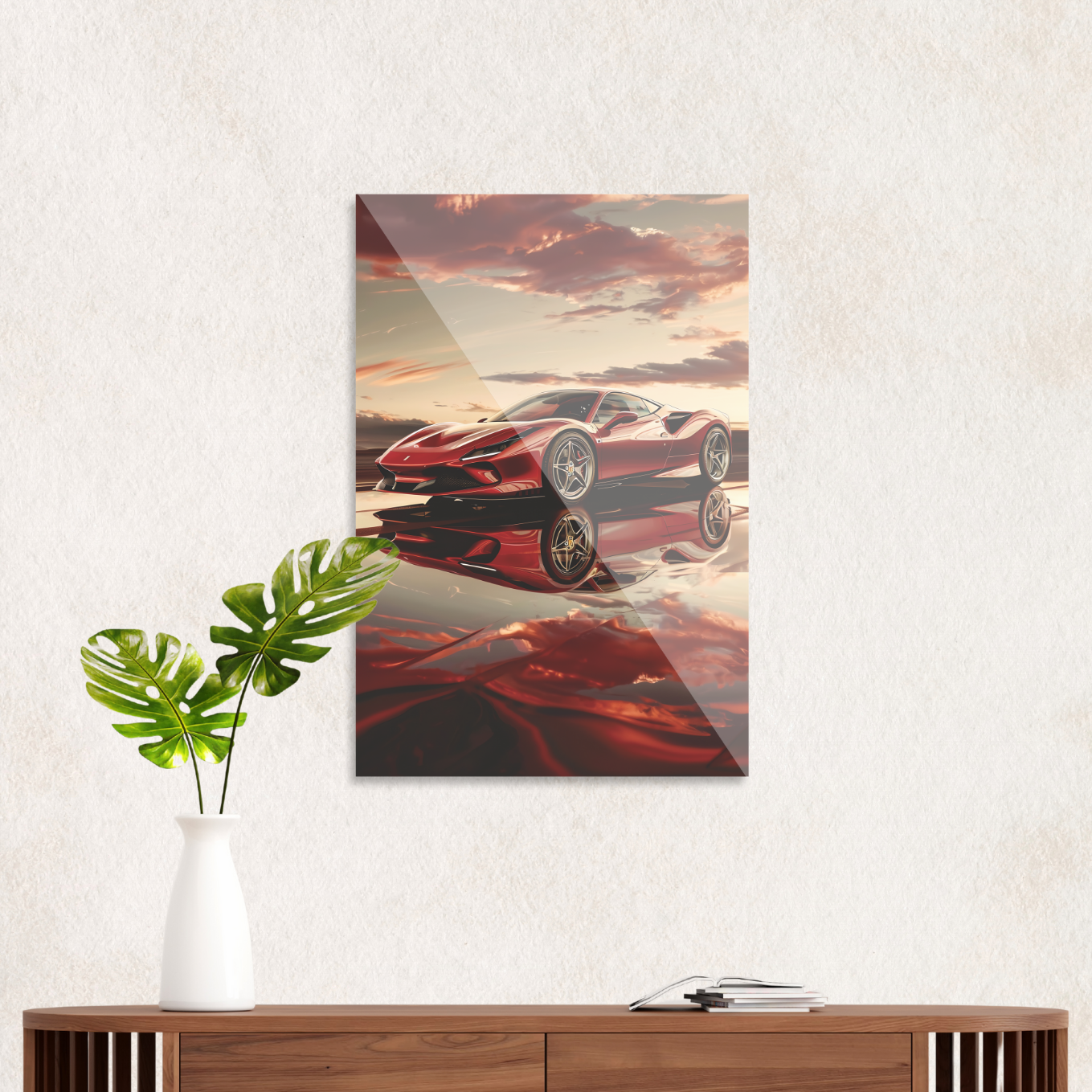 Ferrari i solnedgang