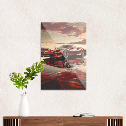 Ferrari i solnedgang