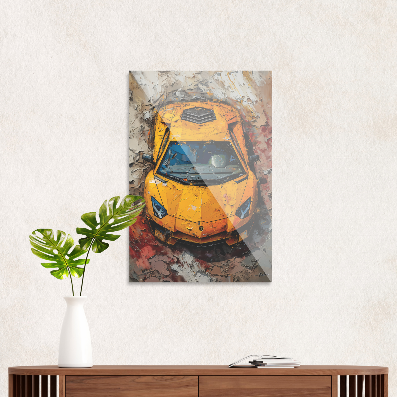 Yellow Lamborghini in mud