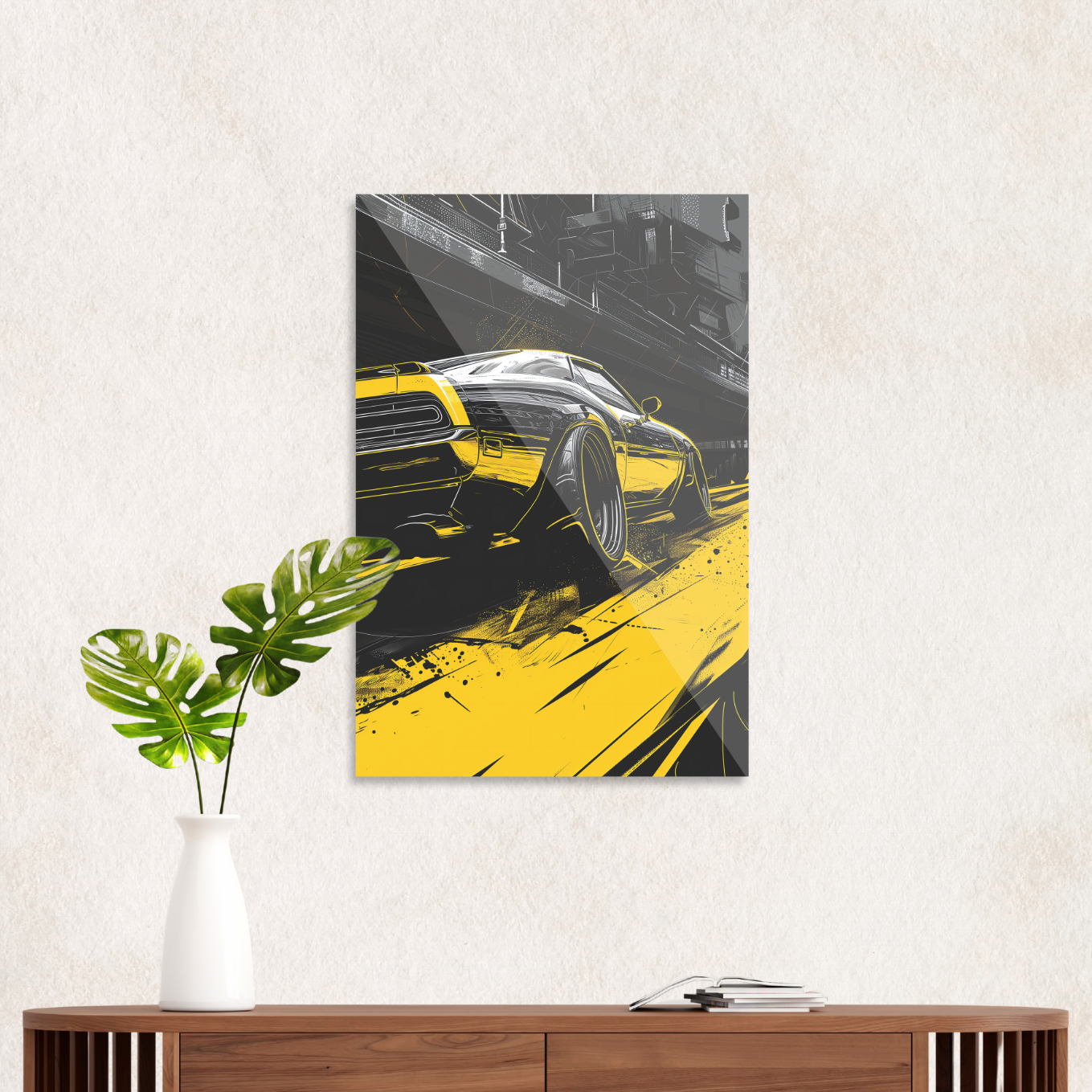 Muscle car in yellow