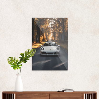 Porsche i efterårsvejr