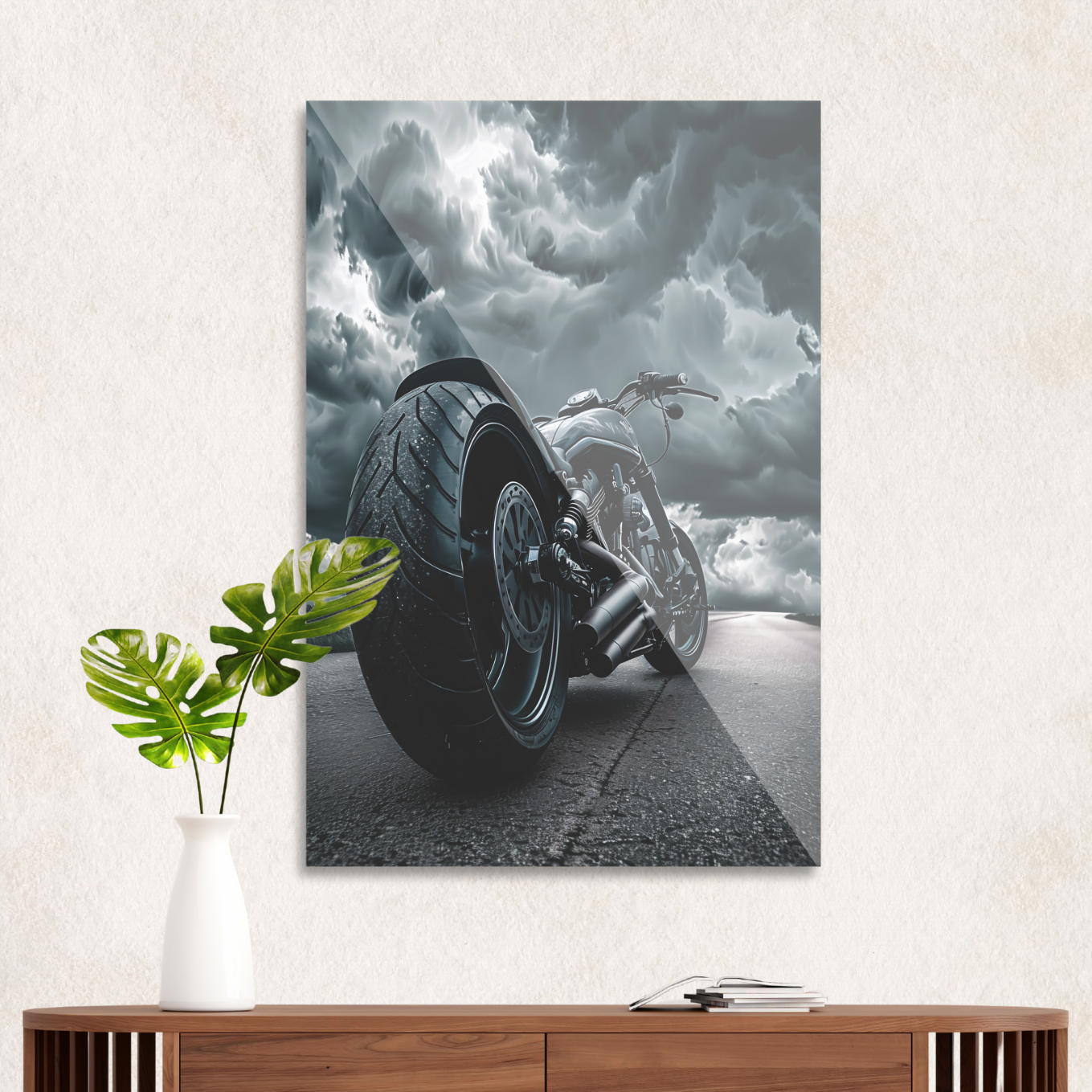 Motorcykel i skyvejr