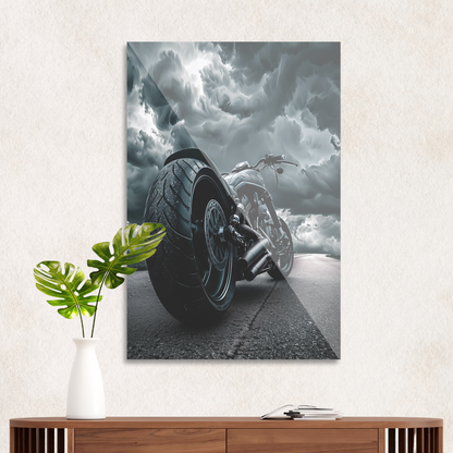 Motorcykel i skyvejr