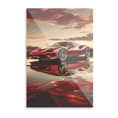 Ferrari i solnedgang