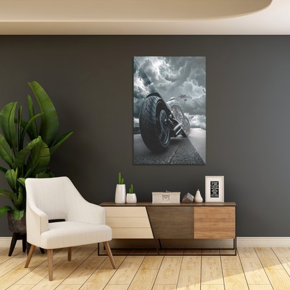 Motorcykel i skyvejr