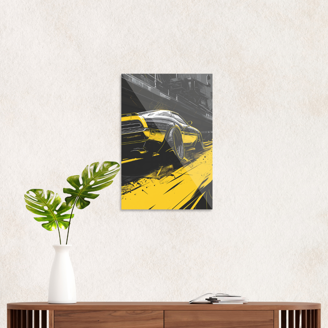 Muscle car in yellow