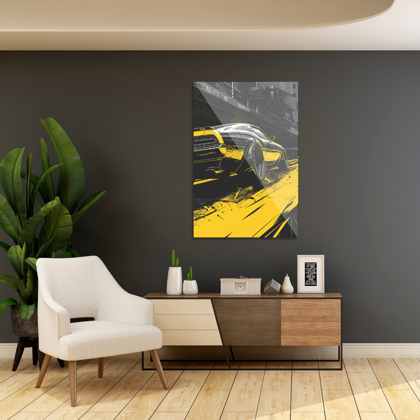 Muscle car in yellow