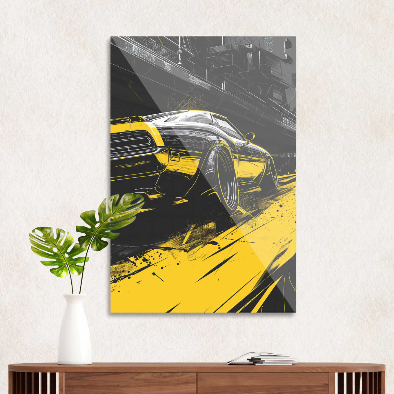 Muscle car in yellow